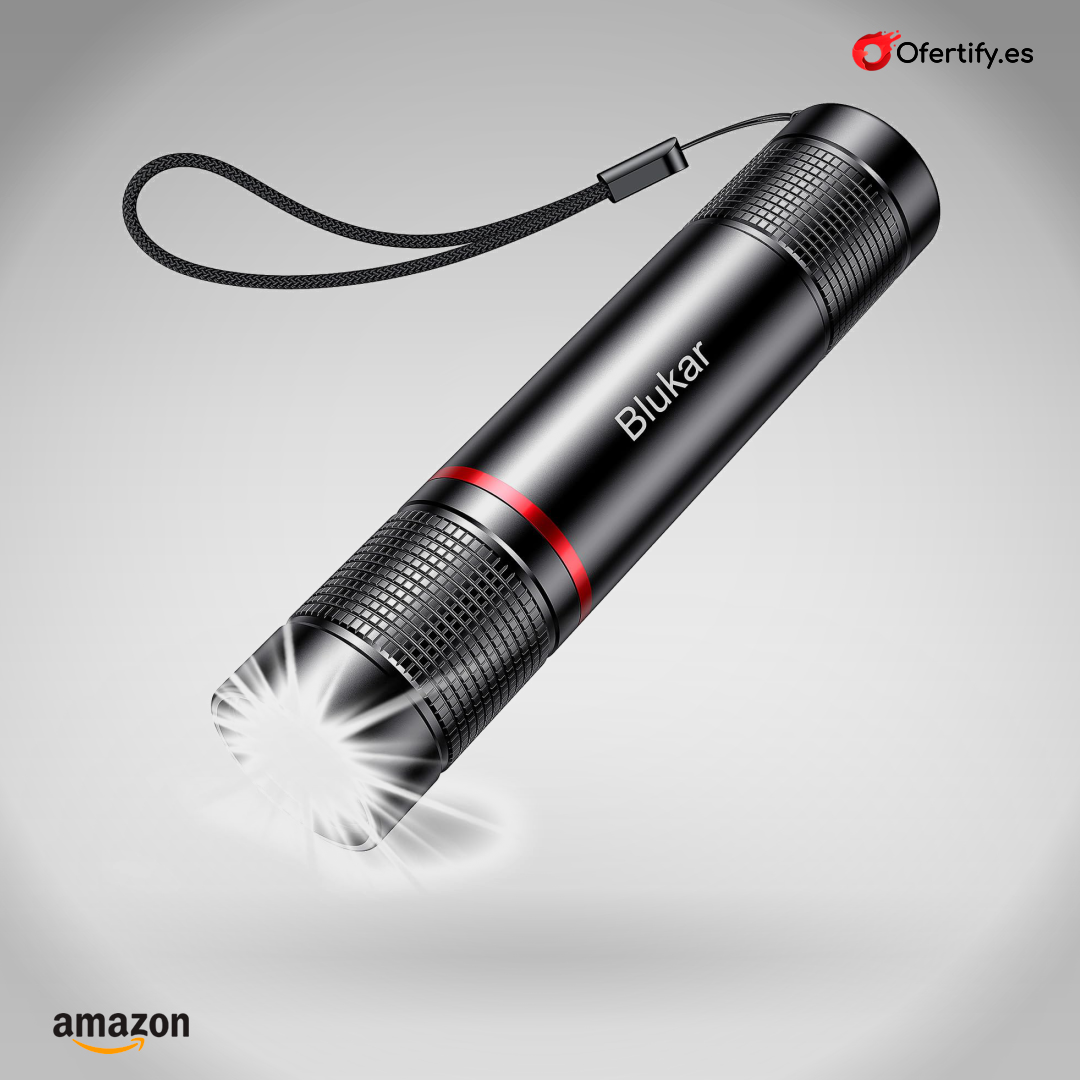 Linterna LED recargable, brillante, portátil, ideal para actividades al aire libre. | Ofertify