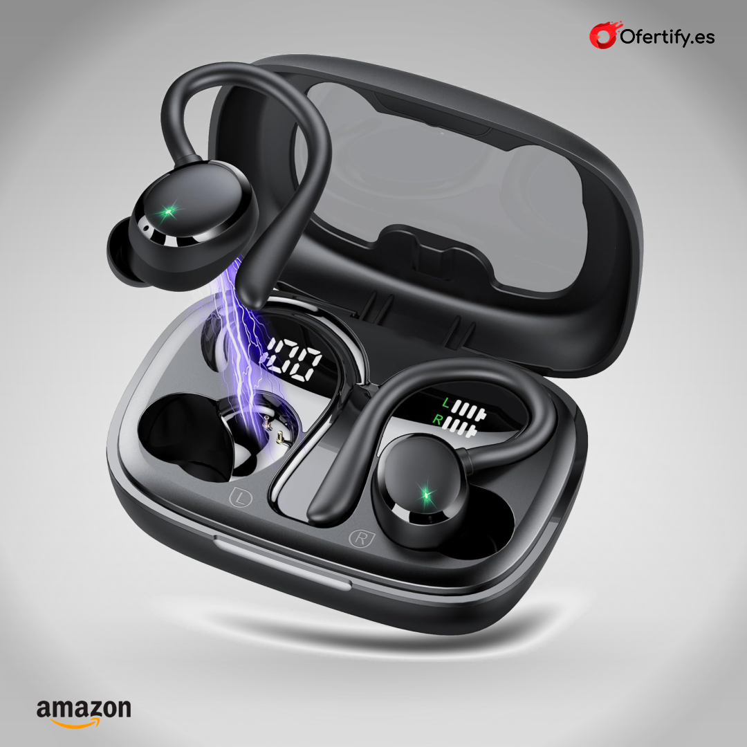 Auriculares inalámbricos deportivos, Bluetooth, impermeables, con cancelación de ruido. | Ofertify