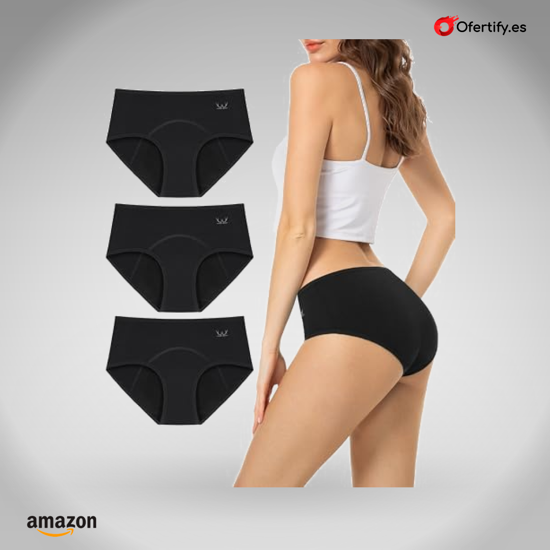 Bragas menstruales postparto absorbentes, ecológicas, lavables, cómodas, negras. | Ofertify