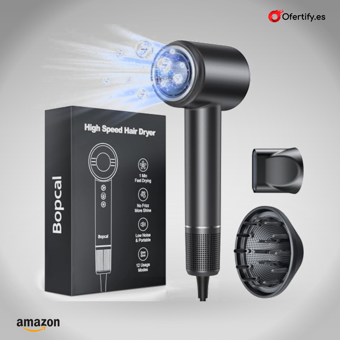 Secador profesional potente, rápido, control inteligente, ideal viaje y peluquería | Ofertify