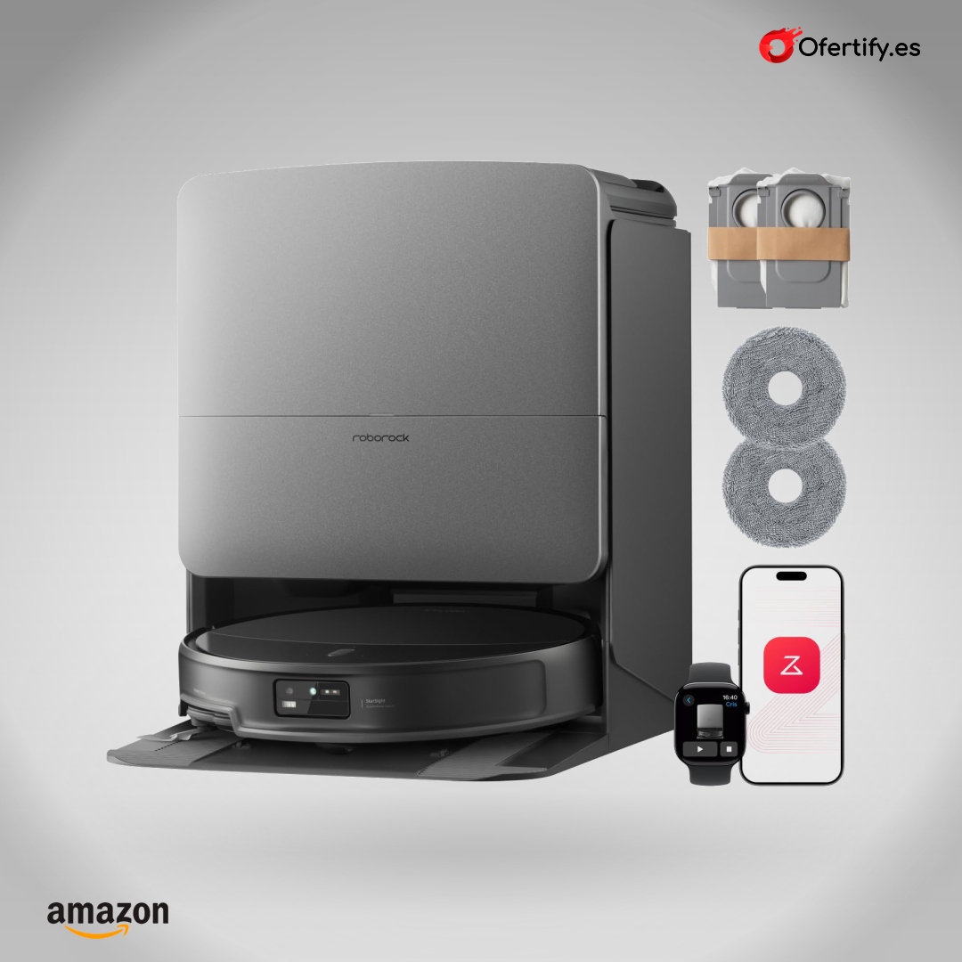 Aspirador potente, supera obstáculos, navega con precisión y limpia automáticamente con lavado térmico. | Ofertify