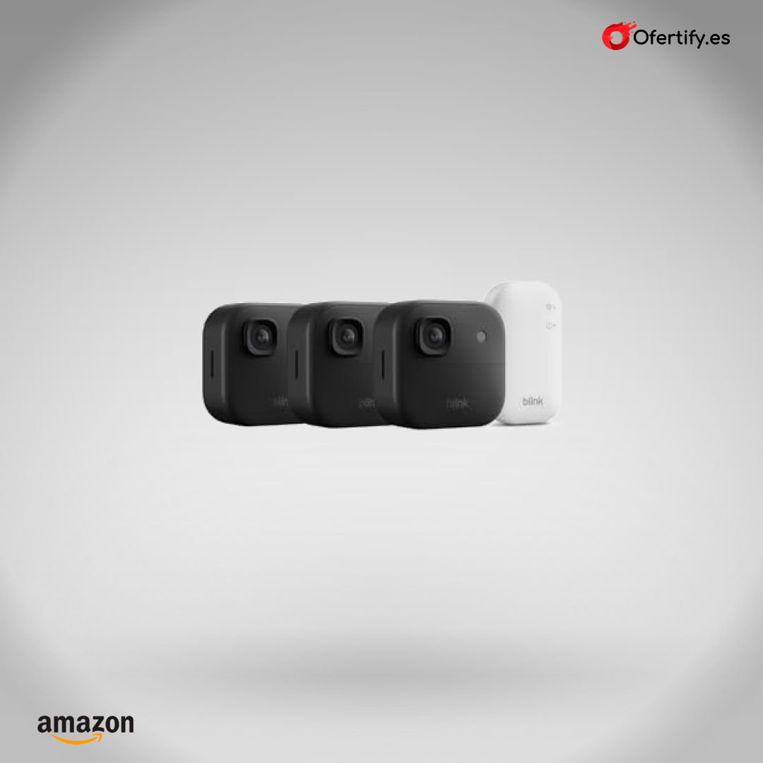 Sistema inalámbrico de tres cámaras exteriores Blink 2K+, negro, con módulo básico. | Ofertify