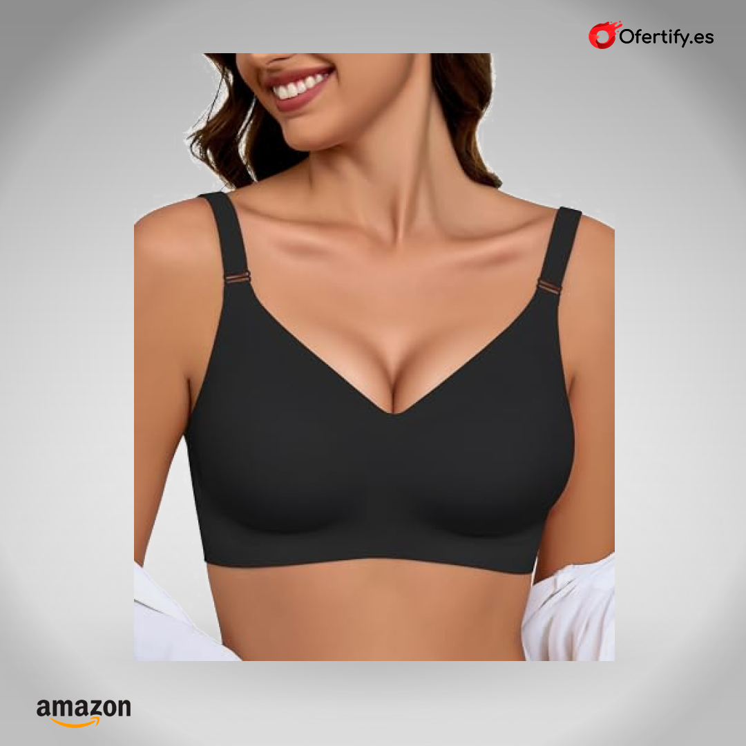 Sujetador bralette femenino sin aros, cómodo y sin costuras, ideal para uso diario. | Ofertify