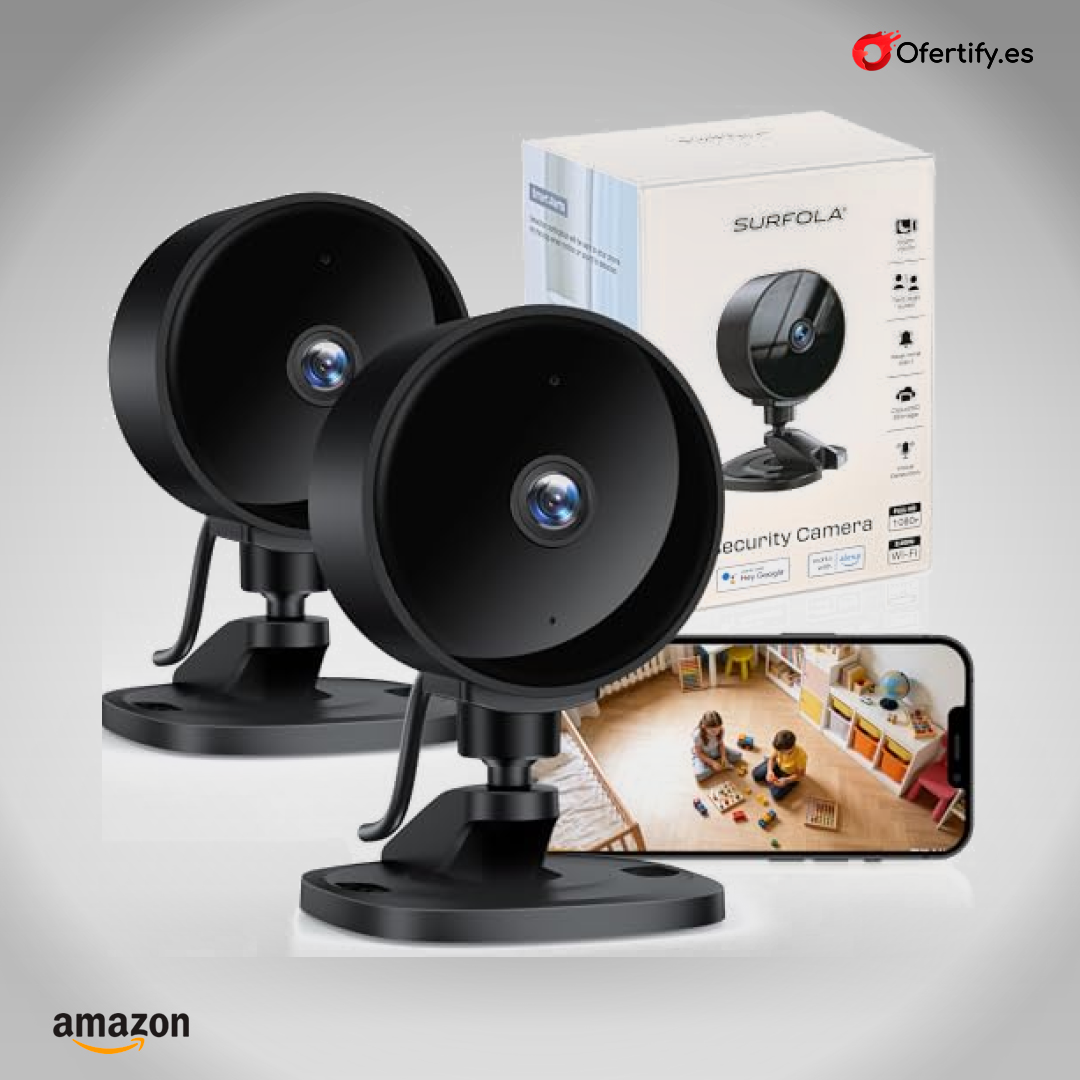 Pack de dos cámaras WiFi 1080p con visión nocturna, audio bidireccional y detección inteligente. | Ofertify