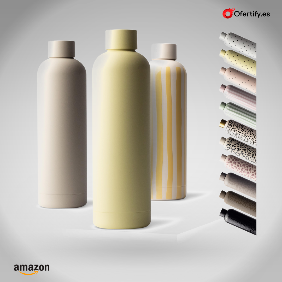 Botella térmica MAMEIDO de acero inoxidable, 750 ml, antigoteo, sin BPA y apta para bebidas gaseosas. | Ofertify