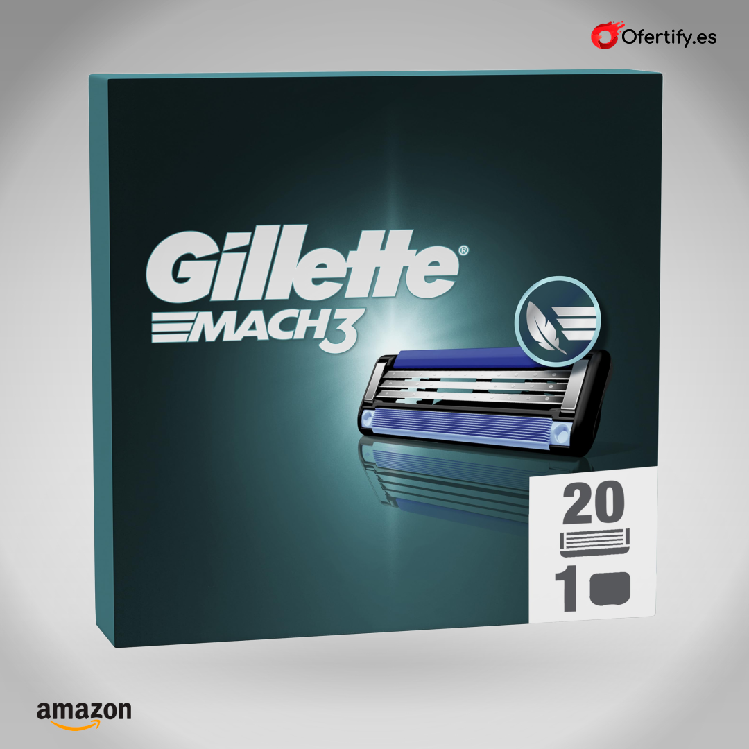 Recambios Gillette Mach3 con tres hojas, banda lubricante y funda práctica para viajes. | Ofertify