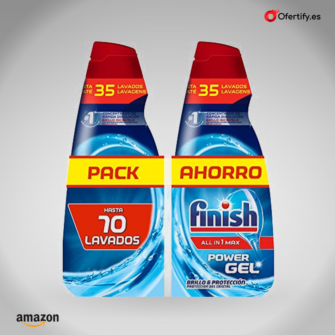Gel lavavajillas Finish All in 1 Max Power: limpieza potente, brillo y protección para 70 lavados. | Ofertify